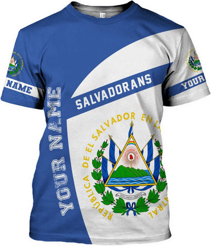 Personalized El Salvador Shirt Custom Camiseta de El Salvador Flag Shirt Men, Women Salvadorans Pride El Salvadoreña Tshirt