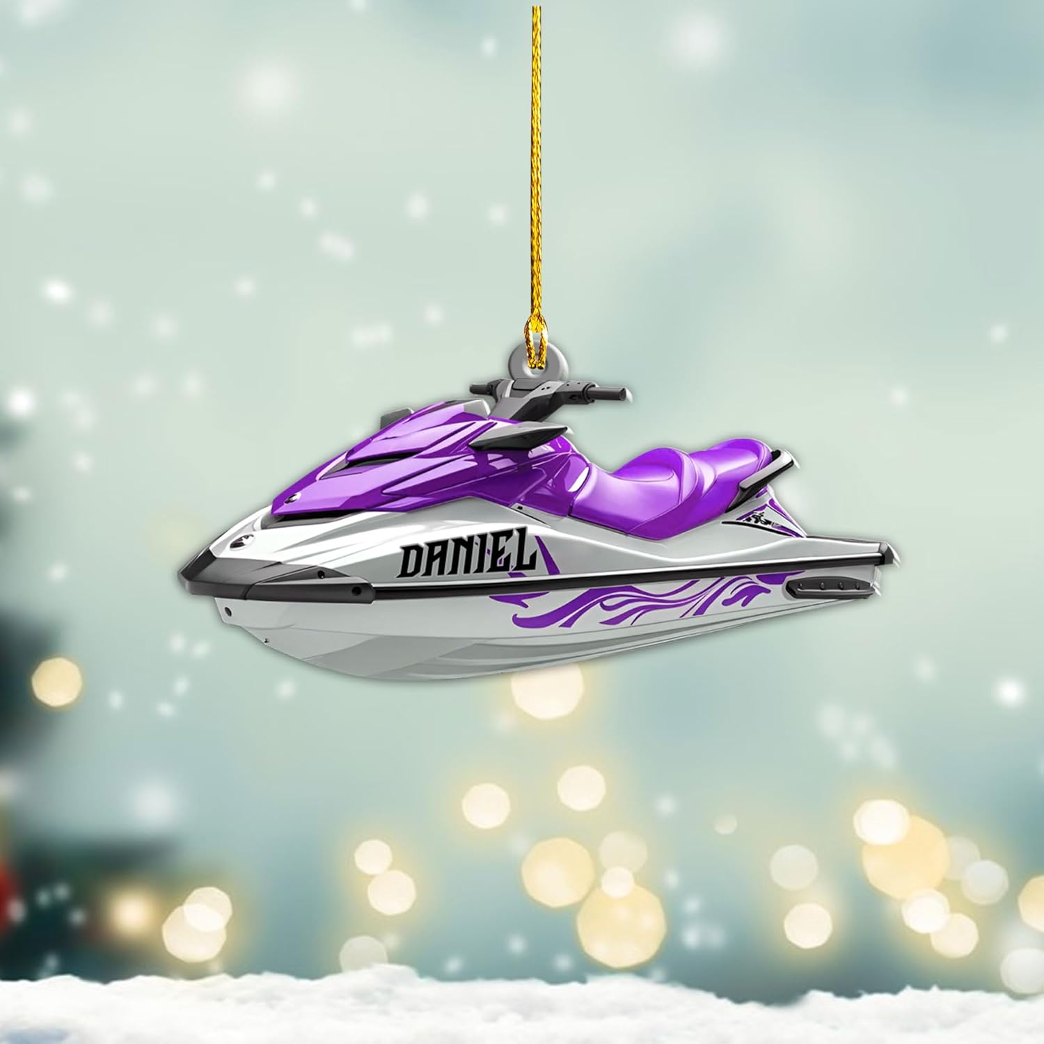 AOVL Custom Jet Ski Ornaments 2024 Jet Boat Ski Christmas Ornament Skiing Jet Boat Christmas Tree Ornament Gift for Watercraft Lovers Speed Boat Ornaments (JK4)