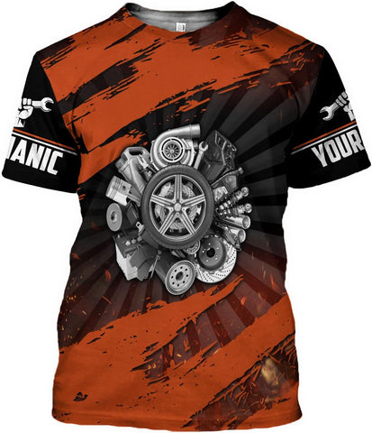 AOVL Personalized Mechanic Shirt 3D Mechanic Shirts Tool Box Mechanic for Men Women Mechanic Garage T-Shirt Mechanics S-5XL
