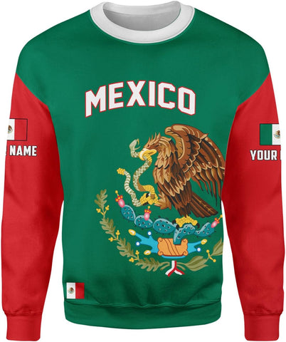 HomeDesign Custom Mexico Shirts Personalized Name Mexican 3D Flag Shirt for Men Women Aztec Unisex US Eagle Pride Camisas