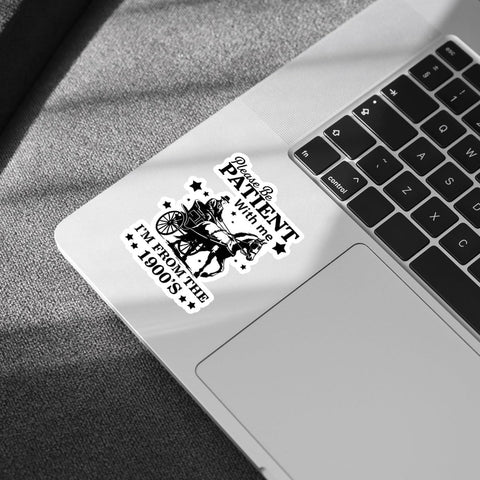 3 Pcs Please Be Patient with Me I'm from The 1900s Sticker, Cowboys Millennials Trendy Funny Sarcastic Stickers - Vinyl Stickers for Water Bottles Laptop Car Hard Hat Window Helmet 3 Inches
