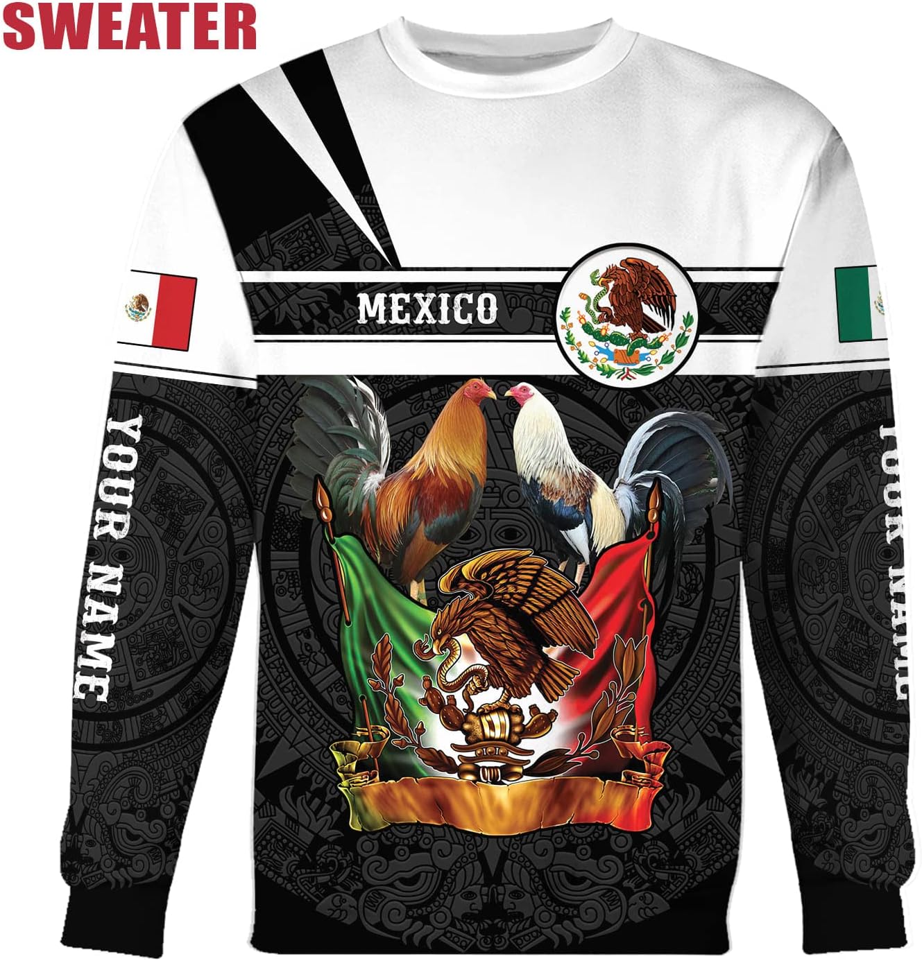Mostefy Personalized Name Mexican Shirts for Men 3D, Rooster Mexico Shirts for Men, Mexico Shirt Eagle Flag Mexican Eagle (US, Alpha, Small, 5X-Large, Regular, Regular, Multi 14)