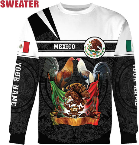 Personalized Name Mexican Shirts for Men 3D, Rooster Mexico Shirts for Men, Mexico Shirt Eagle Flag Mexican Eagle (US, Alpha, Small, 5X-Large, Regular, Regular, Multi 14)