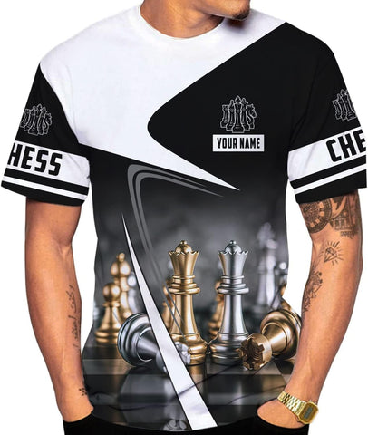 Personalized Name Chess 3D Full Color Shirt, Custom Name Chess 3D Shirt for Men, Women, Chess Lover, USA Chess Shirt
