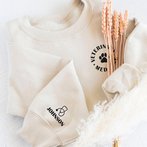 Leeprints Personalized Embroiderd Veterinary Medicine Sweatshirt - Vet Tech Sweater, Veterinarian Gift, Vet Med Staff Gifts