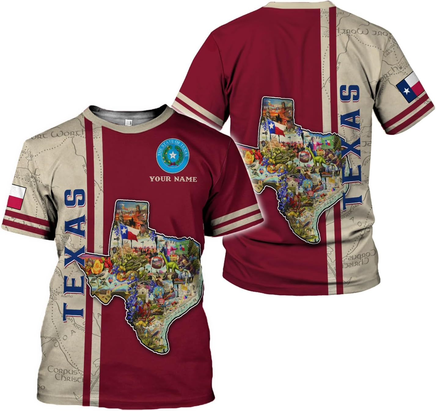 Mostprints Personalized Texas Flag Shirt and Map Dont Mess with Texas Customize Name Texas Shirts for Men Women Adult Size