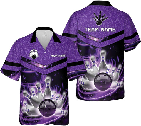 Mostprints Personalized Name Bowling Hawaii Shirts for Men and Women 3D, Bowling Shirts for Team Bowling, Bowling Shirts Gift
