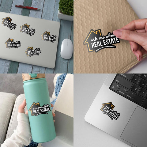 3PCS Ask Me About Real Estate 3" Sticker, Realtor Sticker, Real Estate Agent Stickers for Waterproof Laptop Water Bottle Phone Car Window Helmet 3 Inches Gifts for Realtors and Brokers