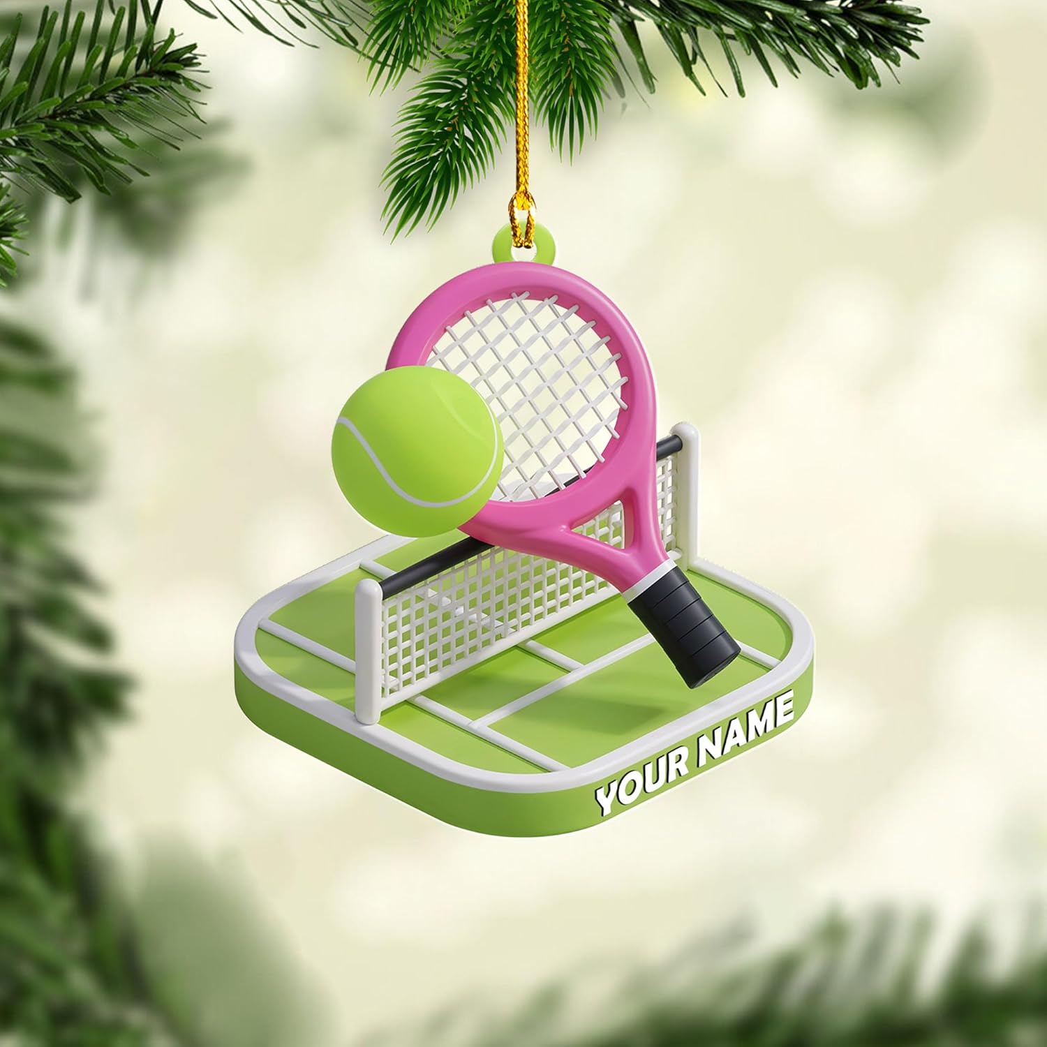 Personalized Tennis Ornament, Customized Tennis Player Christmas Acrylic Flat Ornament, Gifts for Tennis Lovers, Tennis Player, Tennis Christmas Ornament, Christmas Tree Decor (Style 12)