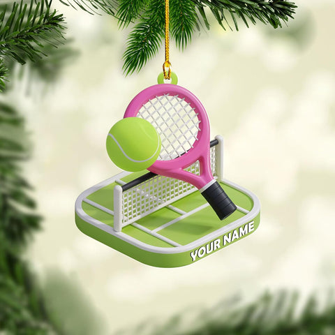 Personalized Tennis Ornament, Customized Tennis Player Christmas Acrylic Flat Ornament, Gifts for Tennis Lovers, Tennis Player, Tennis Christmas Ornament, Christmas Tree Decor (Style 12)