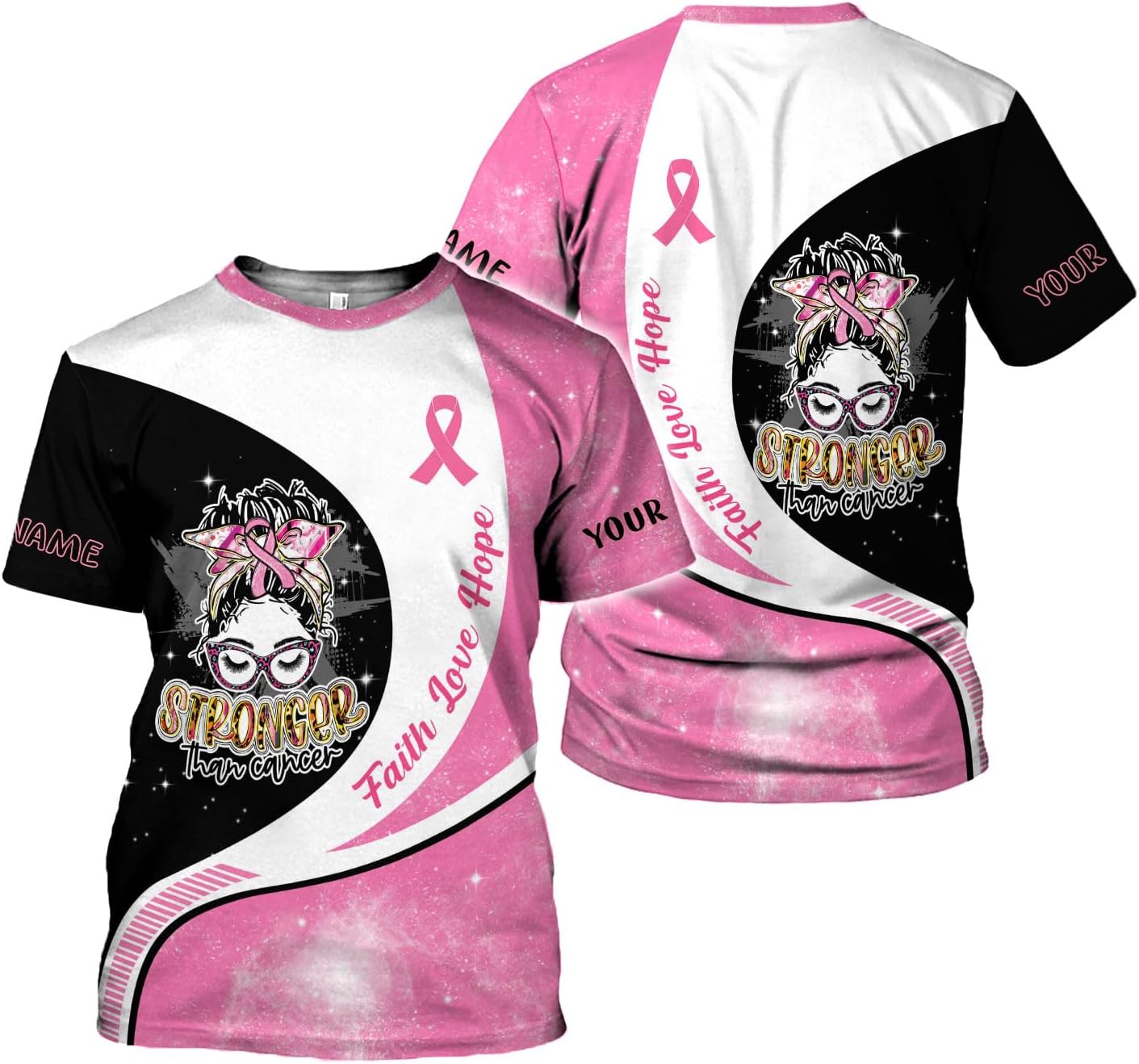 Mostprints Personalized Name Breast Cancer Shirts for Women 3D, Breast Cancer Shirt, Breast Cancer Gifts for Women S-5XL