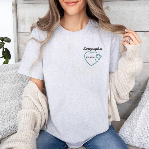 Custom Sonographer Embroidered Sweatshirt Ultrasound Tech Gifts For Women Sonography Technician Graduation Gift Sonographers