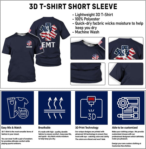 Mostefy Personalized EMT Shirt, EMS Shirt, Customized EMS Shirts,EMT Paramedic Uniform Emergency Medical Technician Shirts