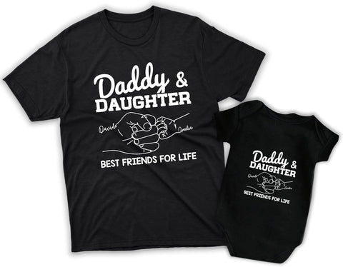 Personalized Dad Shirt Father's Day Matching Tee Set Gift for Dad and Child Daddy Tshirt Baby Onesie Shirt Gifts for Father (Dad & Daughter)