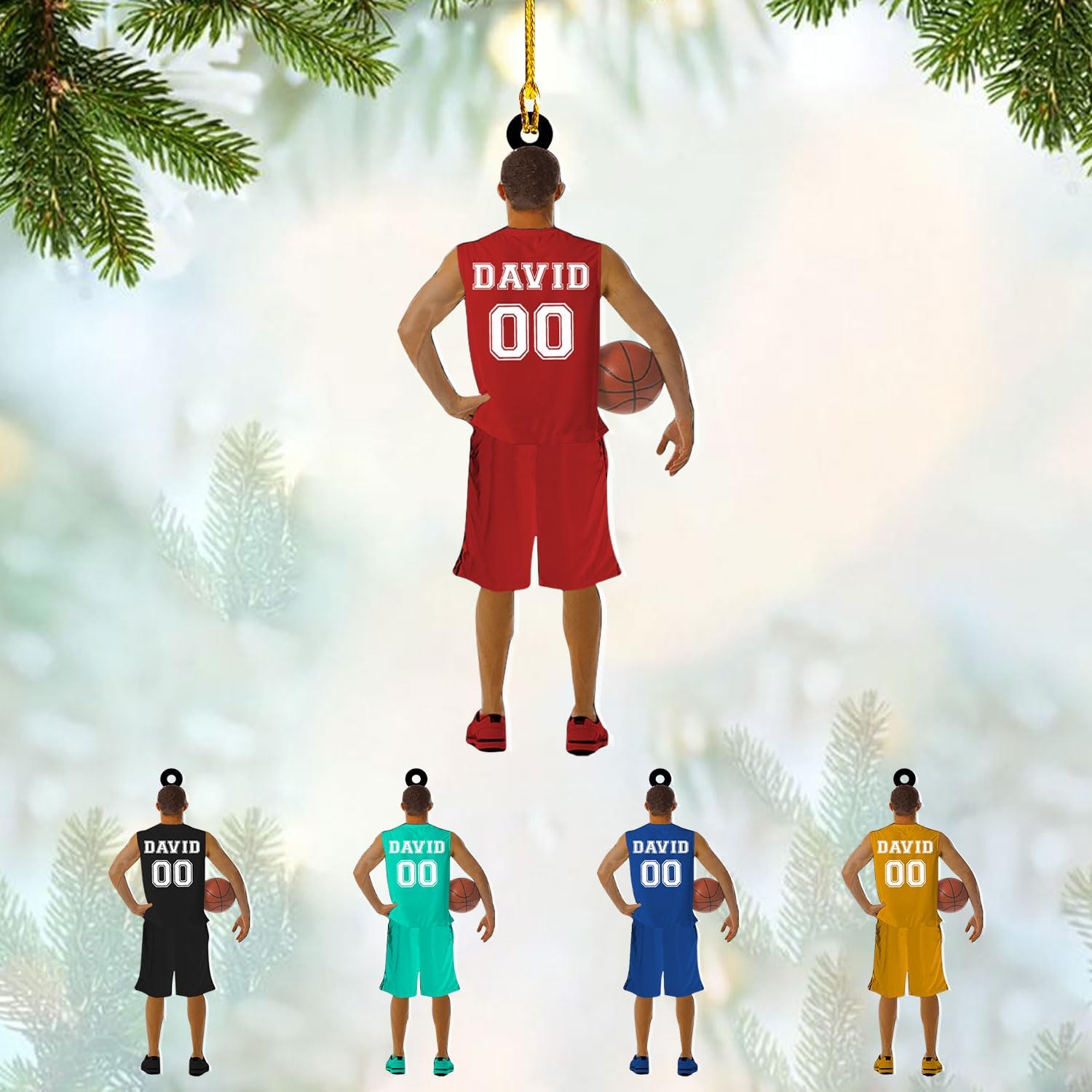 mostprints Personalized Basketball Ornaments, Basketball Christmas Ornament, Custom Basketball Player Ornament, Basketball Ornaments for Christmas Tree, Basketball Team Ornament (B9)