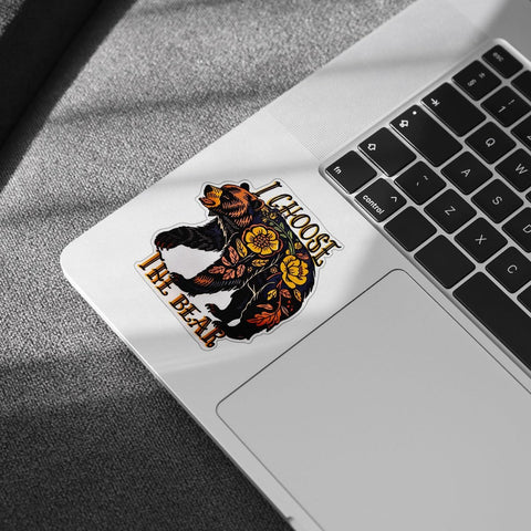 (3pcs) I Choose The Bear Sticker, Bear Sticker Die-Cut Waterproof Vinyl Sticker Laptop Water Bottle Window Phone Helmet