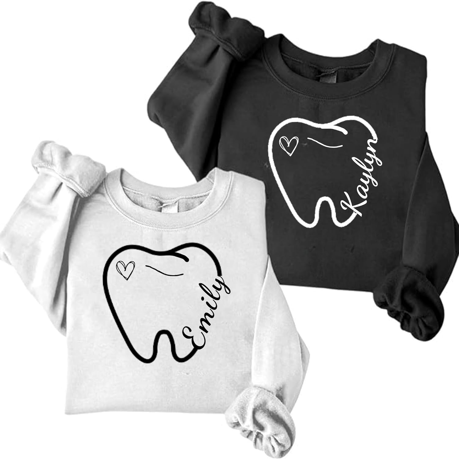 Suseaz Personalized Dentist Embroidered Sweatshirt Dental Assistant Shirt Gift Dental Hygienist Crewneck Graphic Pullover