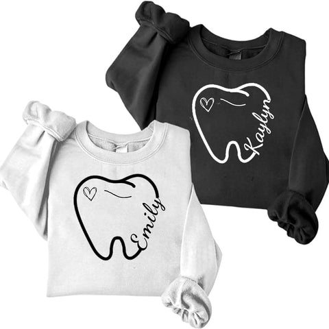 Suseaz Personalized Dentist Embroidered Sweatshirt Dental Assistant Shirt Gift Dental Hygienist Crewneck Graphic Pullover