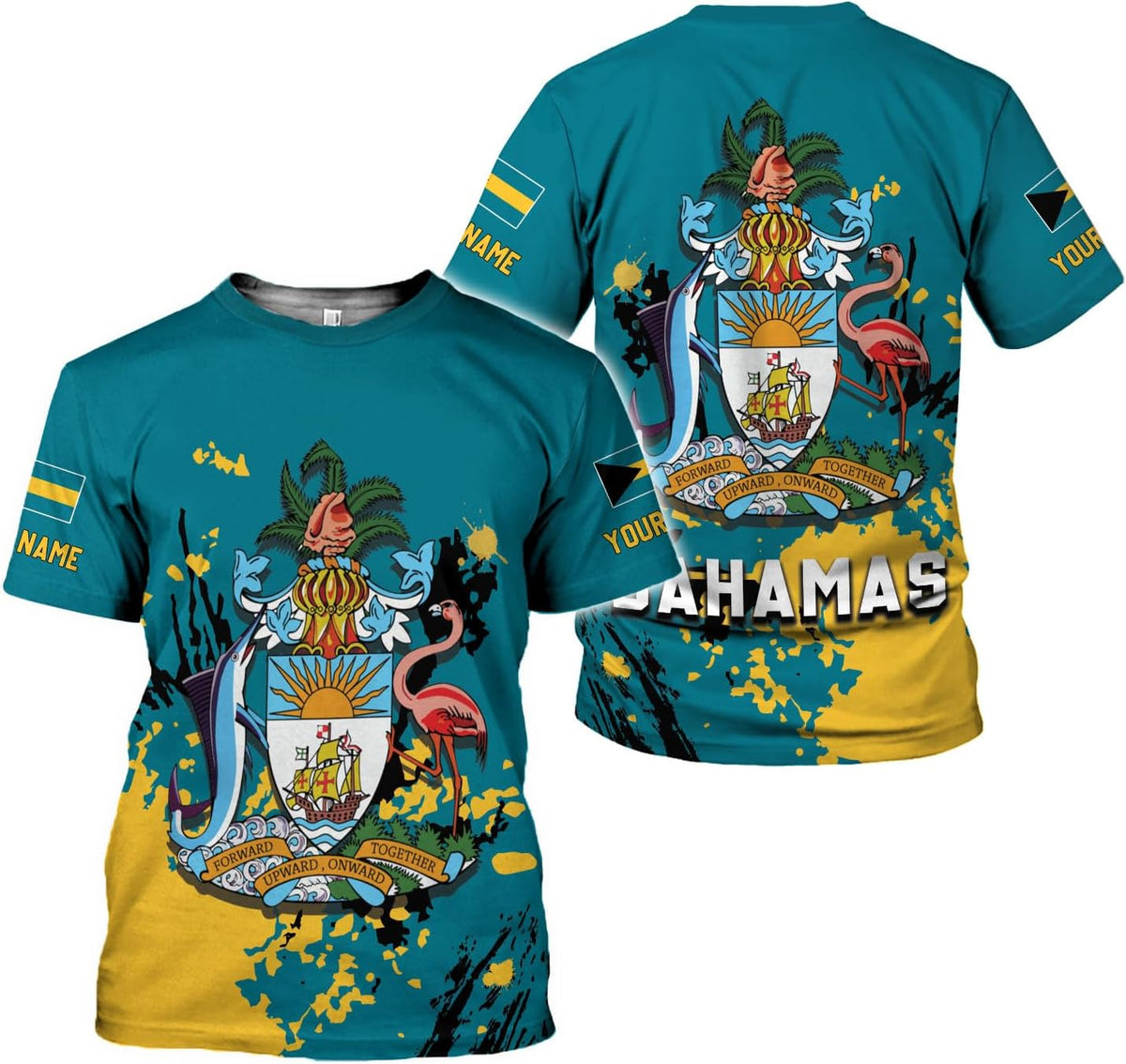 Artparel Personalized Bahamas Shirts 3D Bahamas T-Shirt Bahamas Shirts for Men Bahamas Souvenirs Shirts Bahamas Flag Shirts