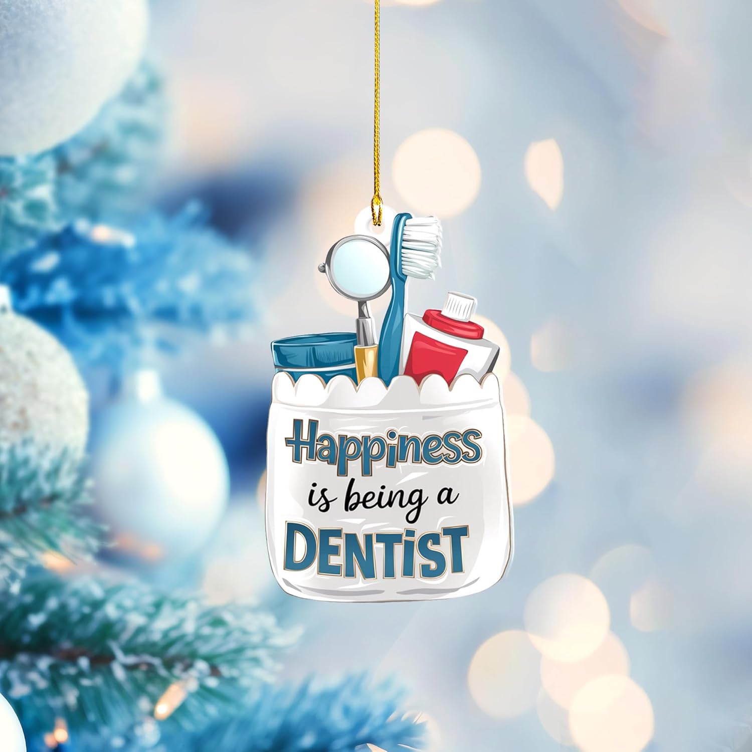 Personalized Dentist Christmas Ornament, Santa's Favorite Dentist Ornament, Doctor or Dental Hygienist Assistant Keepsake Gift, Teeth Ornament (Acrylic, Style 8)