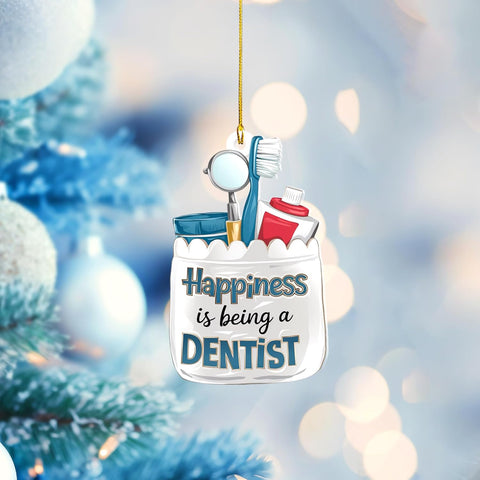 Personalized Dentist Christmas Ornament, Santa's Favorite Dentist Ornament, Doctor or Dental Hygienist Assistant Keepsake Gift, Teeth Ornament (Acrylic, Style 8)