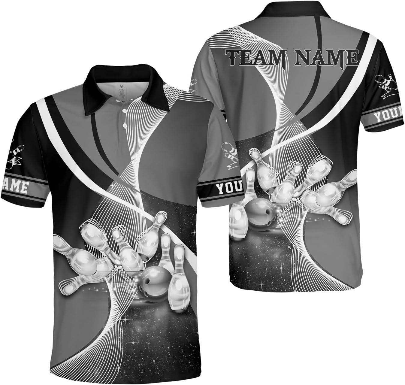 Ligthuy Personalized Name Bowling Polo Shirts 3D for Men and Women, Bowling Shirt, Bowling Shirts for Men Team Bowling Shirt