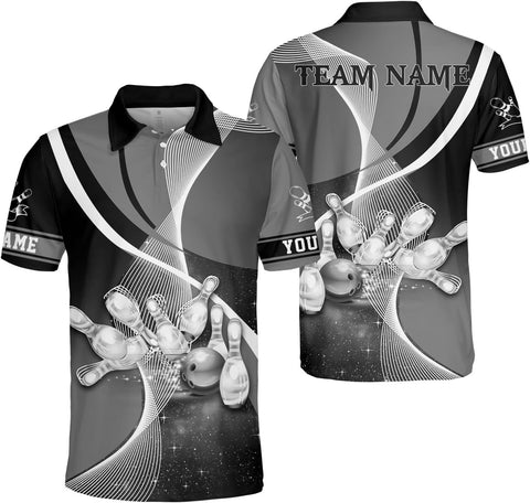 Ligthuy Personalized Name Bowling Polo Shirts 3D for Men and Women, Bowling Shirt, Bowling Shirts for Men Team Bowling Shirt