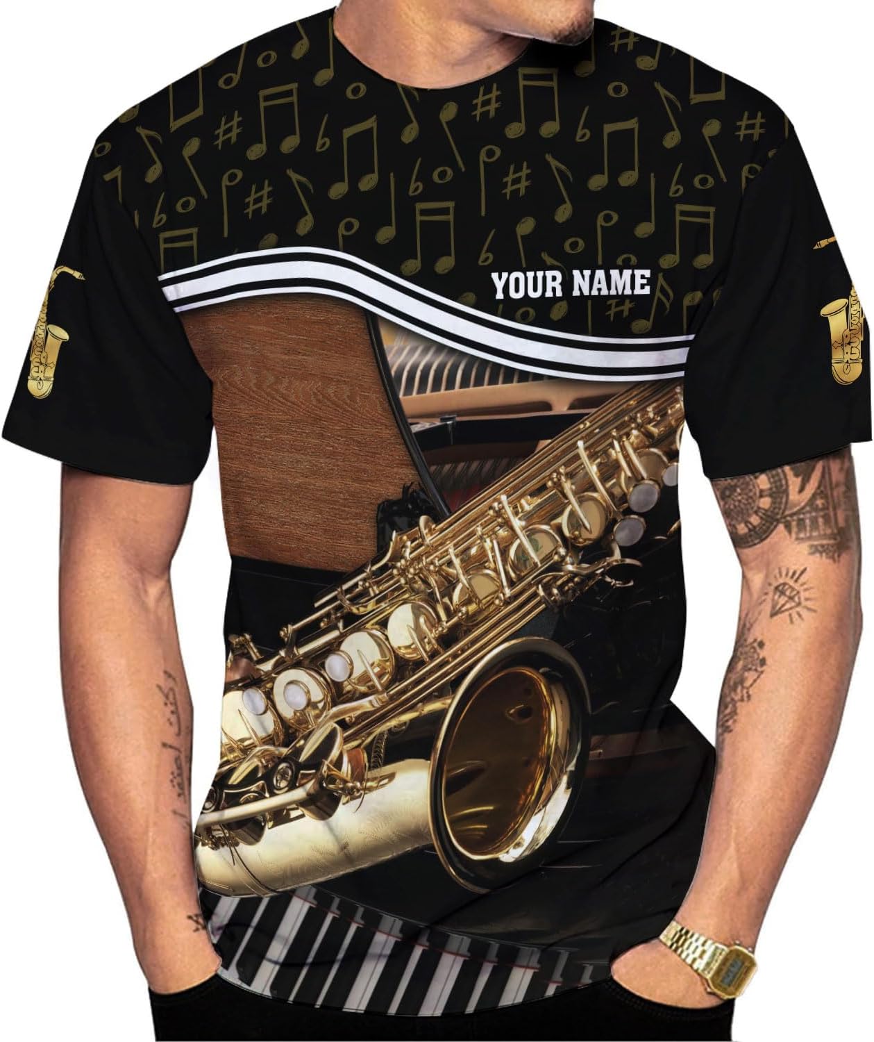 Personalized T Shirt for Saxophone Player, Custom Saxophone 3D Shirt Men Women, Present to Musican Saxophone Team Uniform