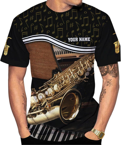 Personalized T Shirt for Saxophone Player, Custom Saxophone 3D Shirt Men Women, Present to Musican Saxophone Team Uniform