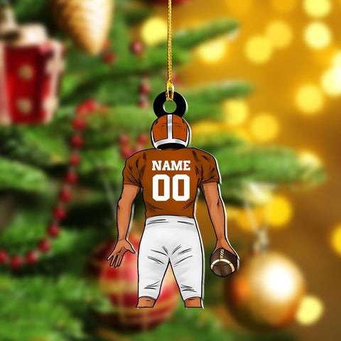 Artparel Personalized Football Ornament Customized Football Christmas Ornaments Football Ornament Christmas Hanging Décor Gift for Football Fans Football Gifts Gift for Football Player (FB 18)