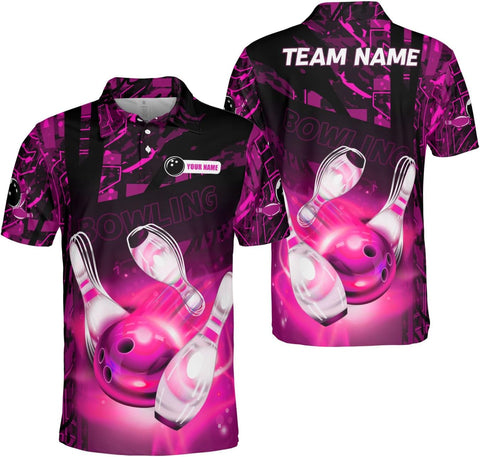 Ligthuy Personalized Name Bowling Polo Shirts 3D for Men and Women, Bowling Shirt, Bowling Shirts for Men Team Bowling Shirt