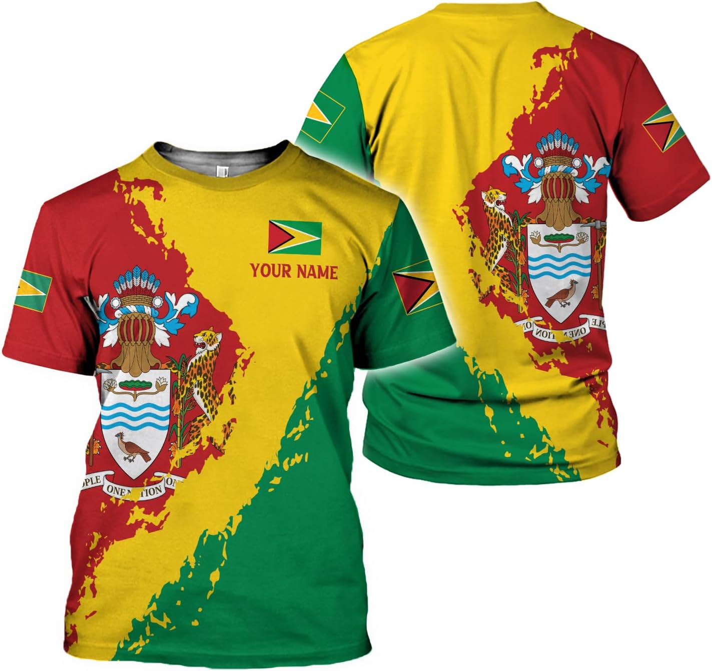 Artparel Personalized Guyana 3D Guyana Flag Shirt - Unisex Adults - Green - Short Sleeves - 5X-Small-Large