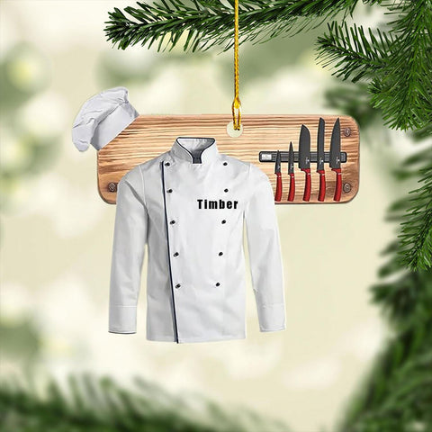 Personalized Chef Christmas Ornament 2024, Cooking Baking Christmas Ornaments, Chef Uniform Ornament, Custom Chef Hat Ornament for Christmas Tree Chef Gifts Food Ornaments Kitchen Ornament (Chef 11)