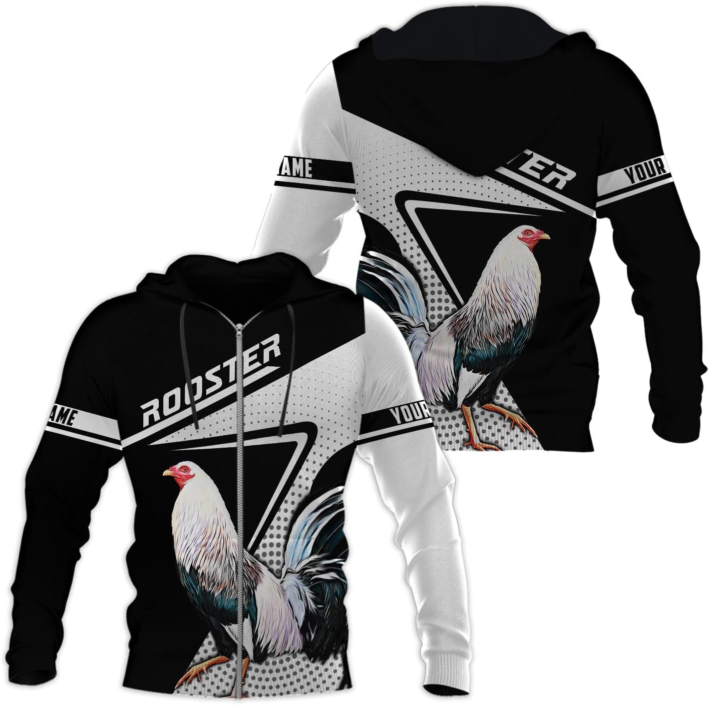 Mostefy Personalized Name Rooster Hoodie 3D, Gallos De Pelea, Chicken Sweatshirt, Chicken Hoodie for Men and Women S-5XL
