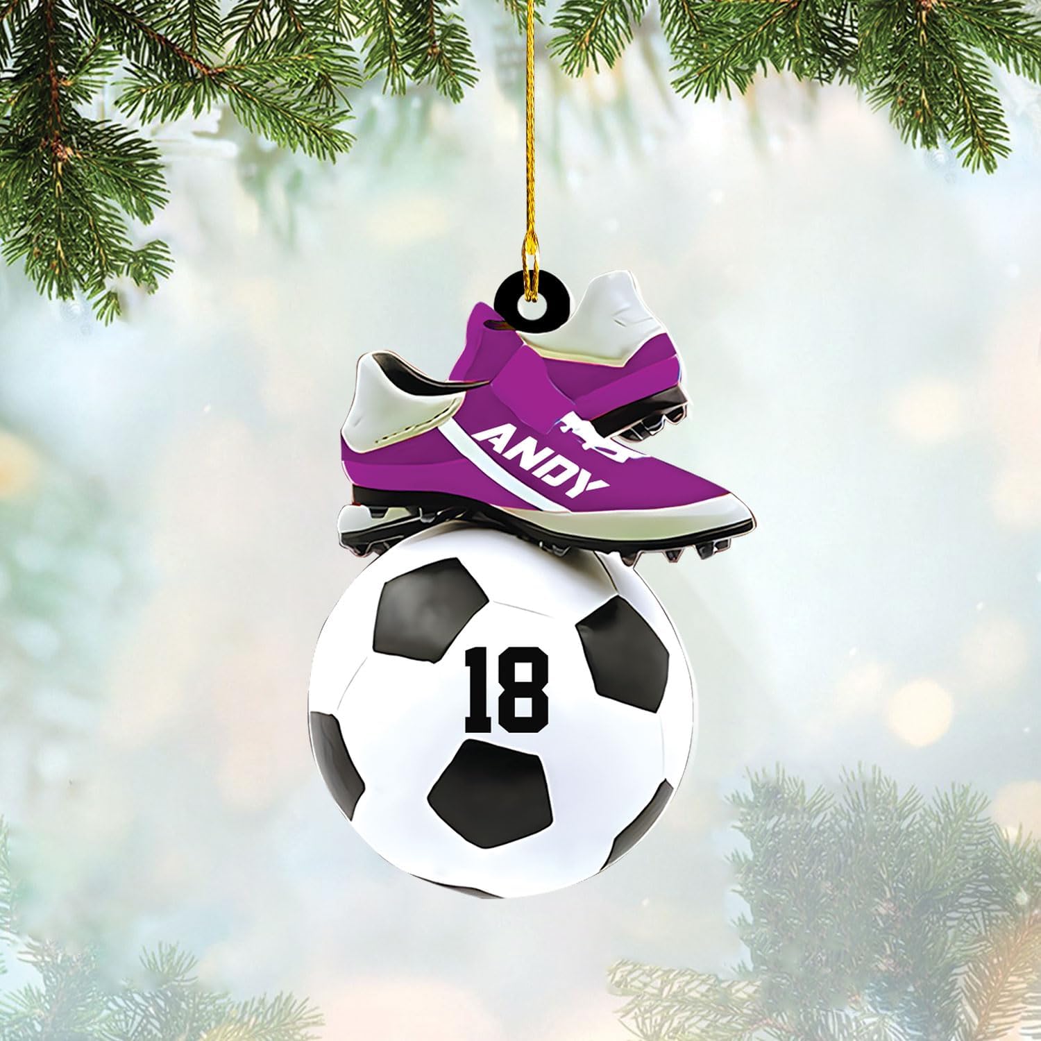 mostprints Personalized Soccer Christmas Ornament, Soccer Ornament for Boys, Soccer Team Ornaments, Gifts for The Soccer Player, Soccer Player Ornament, Soccer Gift Tree Hanging (SC10)