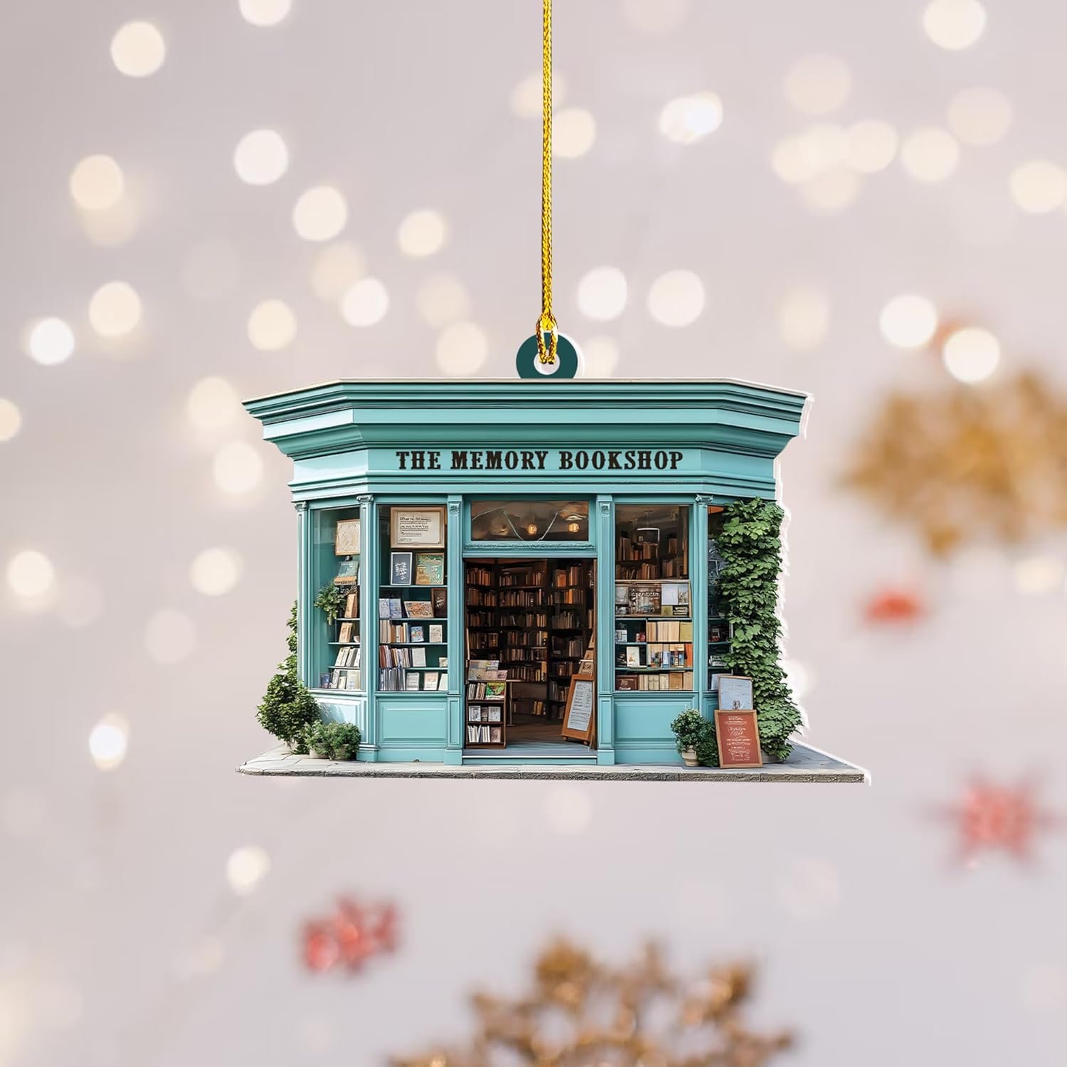 Personalized Bookshop Ornament 2024, Christmas Bookstore Ornament, Gift for Book Lovers, Christmas Book Tree Ornament Book Worm Ornaments, Bookish Ornament, Librarian Xmas 2D Flat Decoration (B7)
