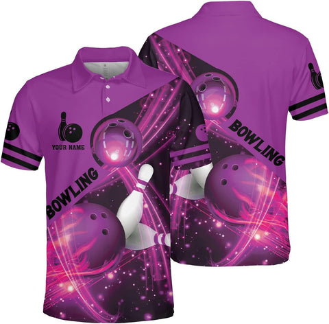 Mostprints Personalized Name Bowling Polo Shirts 3D for Men and Women, Bowling shirt, Bowling Shirts for Men Team Bowling Shirt