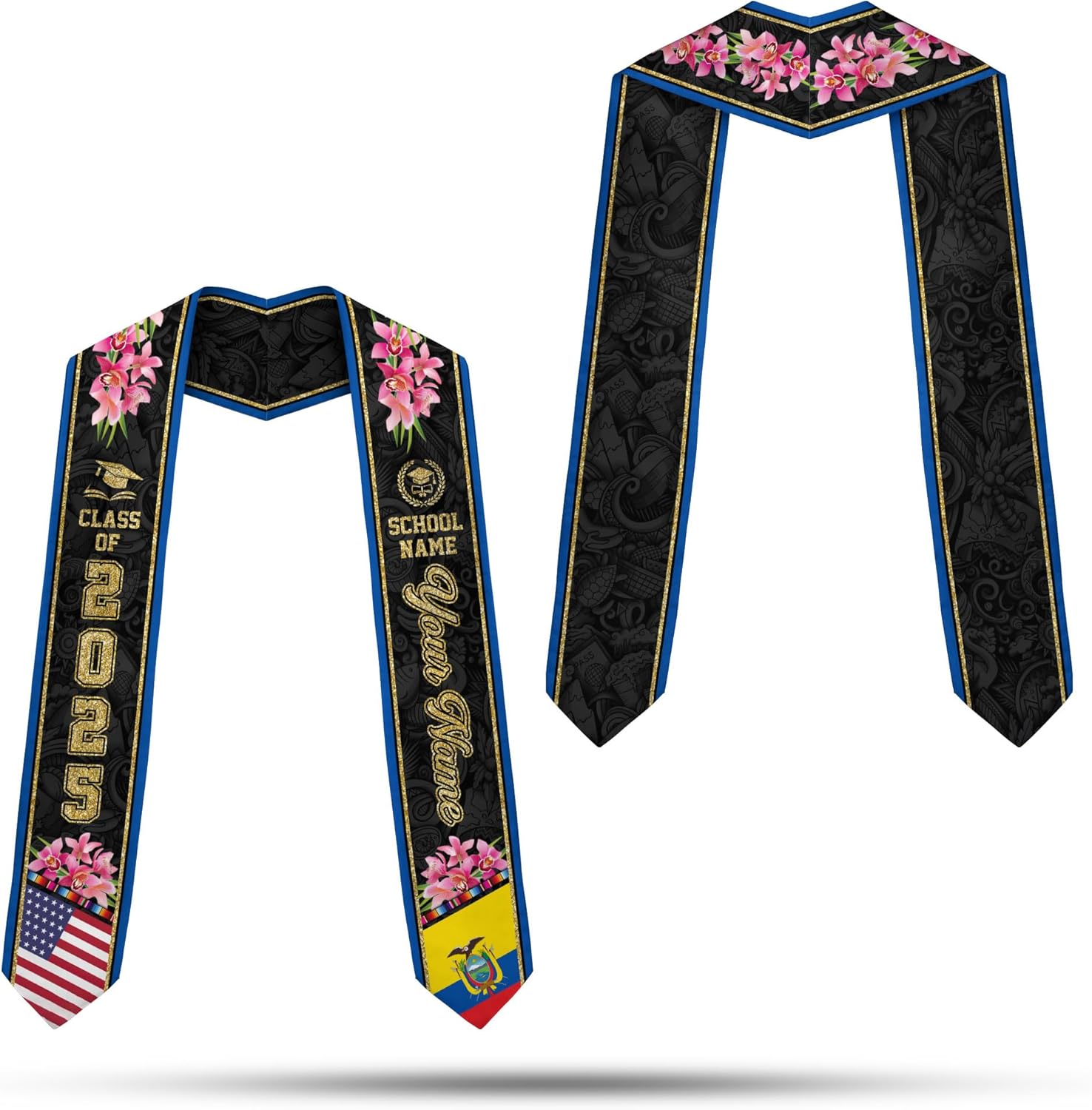 Pretyprints Ecuador Graduation Stole, Ecuadorians American Flag Graduation Sash 2025, Ecuadorians Graduation Sash