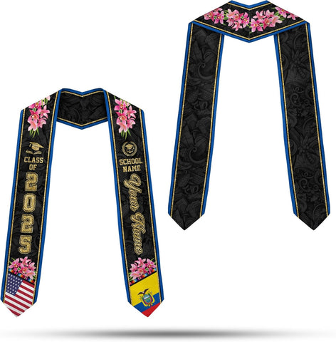 Pretyprints Ecuador Graduation Stole, Ecuadorians American Flag Graduation Sash 2025, Ecuadorians Graduation Sash