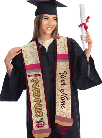 Pretyprints Personalized Class Of 2025 Teacher Graduation Stole Custom Teacher Pencil Graduation Sash Gift College Graduation
