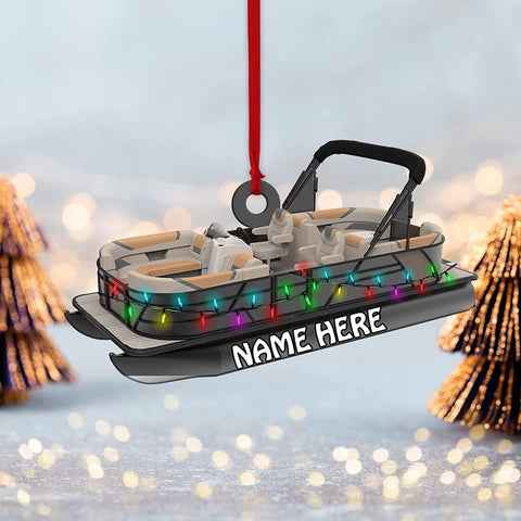 Personalized Pontoon Boat Christmas Ornament, Pontoon Car Ornament, Gift for Bowriders, Wake Boats,Pontoon Lover Gift (Pontoon 6)