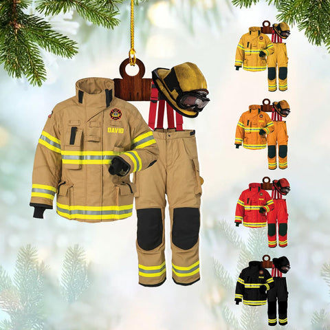 Artparel Personalized Firefighter Uniform Ornament Firefighter Gifts for Men Firefighter Ornaments for Christmas Tree Firefighter Gifts for Men Firefighter Gifts Christmas (FF 1)