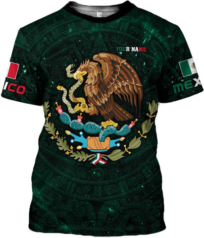 Mostprints Personalized Name Mexican Shirts 3D Customized Mexico Shirt US Flag, Mexican Shirts for women Unisex