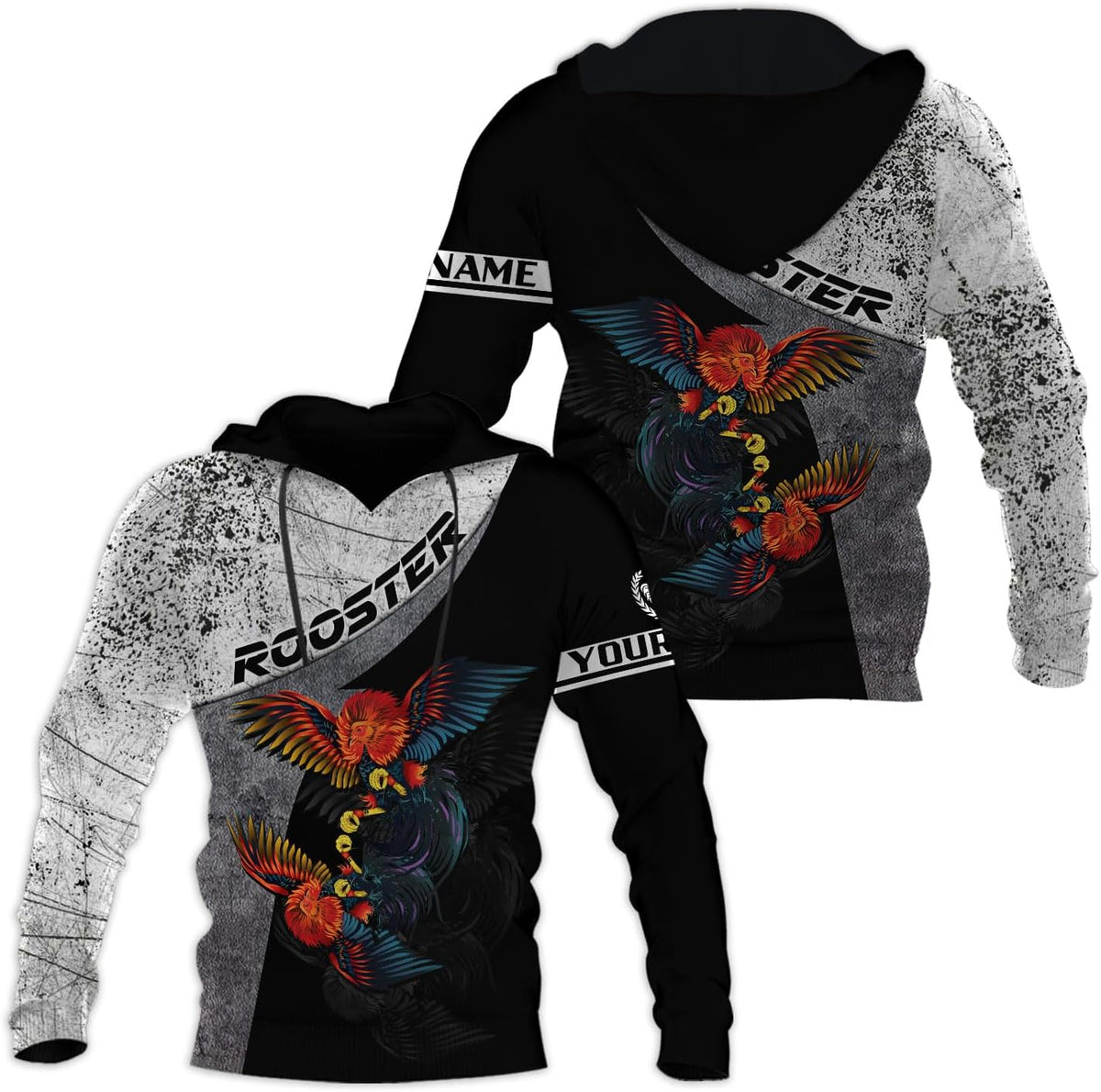 Mostefy Personalized Name Rooster Hoodie 3D, Gallos De Pelea, Chicken Sweatshirt, Chicken Hoodie for Men and Women S-5XL