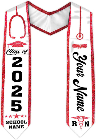 Pretyprints Custom Nurse Sash Graduation, RN Graduation Stole Gifts for Friends Nursing Student Senior Class Of 2025