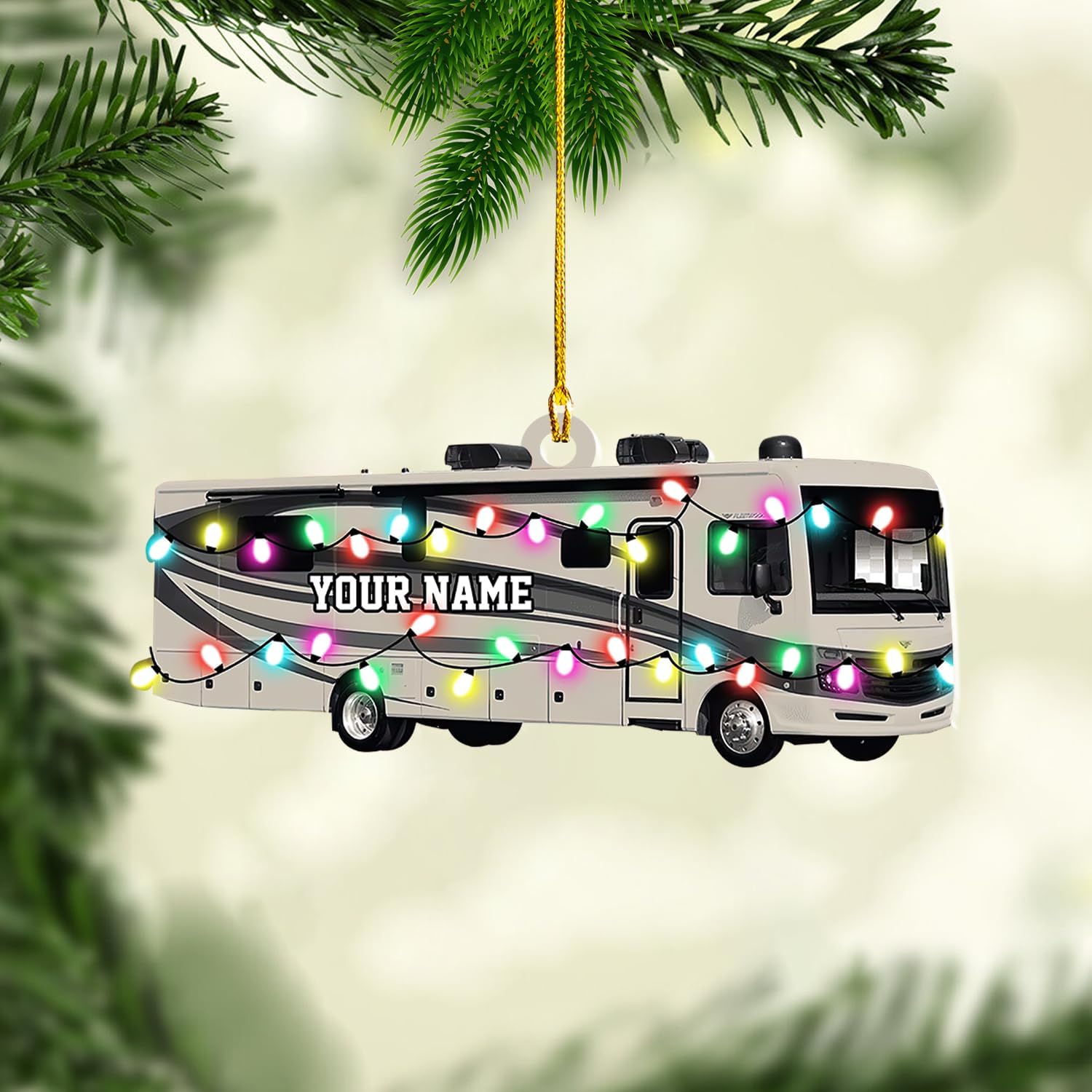 RoyalBro Personalized Camper Ornament Custom Camping Ornament, Tent Ornament RV Camping Ornament, Happy Gifts for Camping Lovers, Travel Camping Backpacked Hanging Ornament (CP 4)