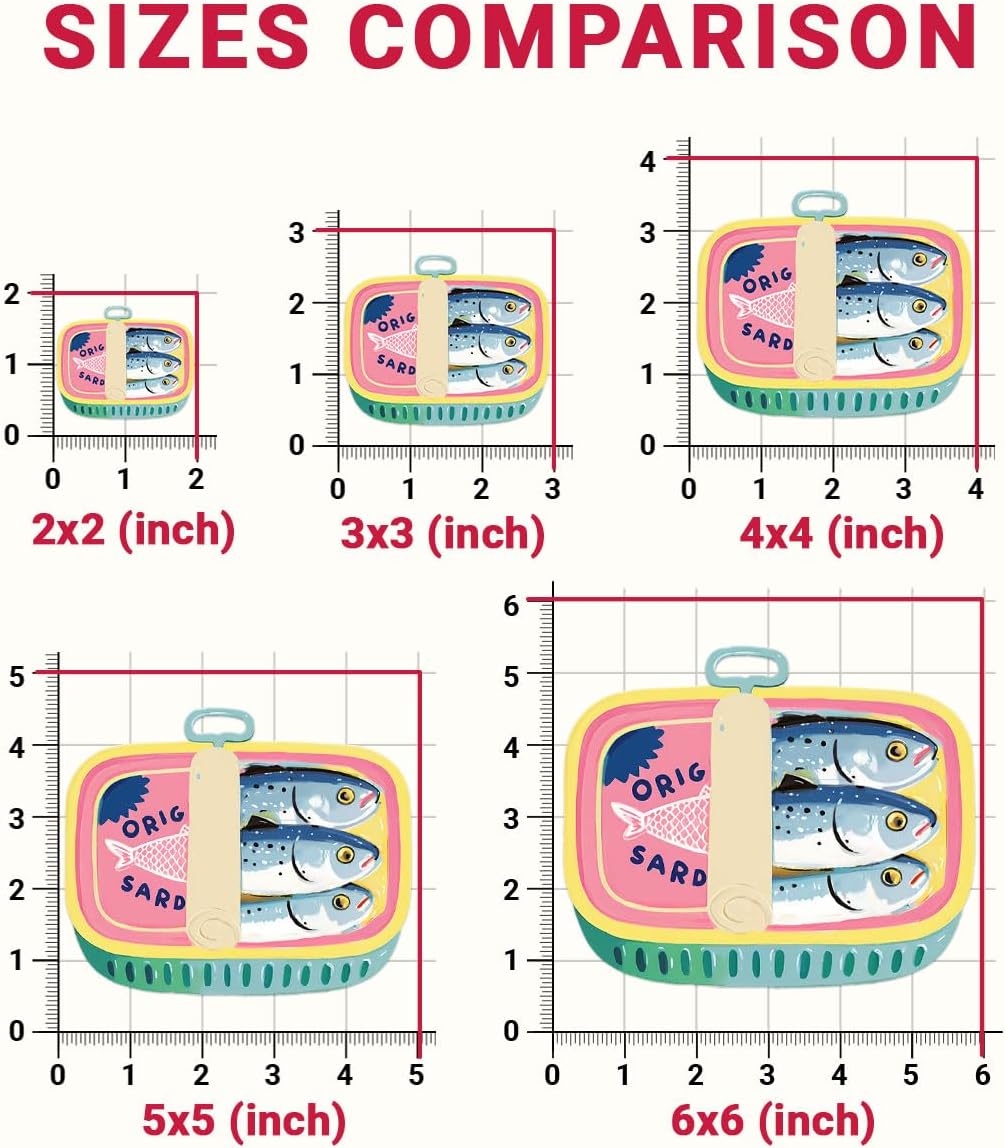 3 Pcs Kawaii Style Sardines Sticker, in Can Fish Sticker, Dark Humor Funny Bumper Die-Cut Vinyl Sticker 3 Inches for Water Bottles Laptop Phone Car Ski Helmet
