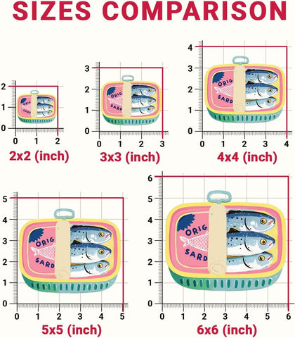 3 Pcs Kawaii Style Sardines Sticker, in Can Fish Sticker, Dark Humor Funny Bumper Die-Cut Vinyl Sticker 3 Inches for Water Bottles Laptop Phone Car Ski Helmet