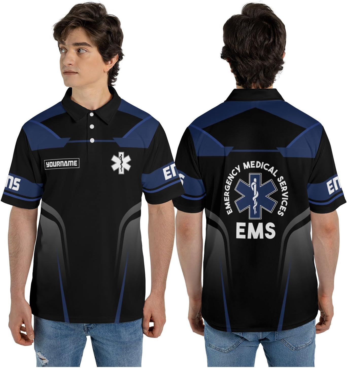 Custom EMS EMT Polo Shirts Men Women, Personalized Paramedic Uniform Emergency Medical Technician Apparel, EMS Week Gifts