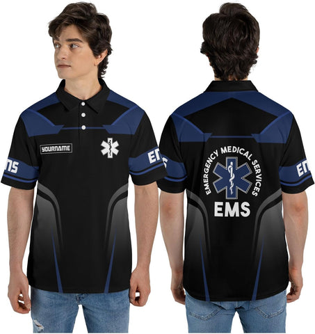 Custom EMS EMT Polo Shirts Men Women, Personalized Paramedic Uniform Emergency Medical Technician Apparel, EMS Week Gifts